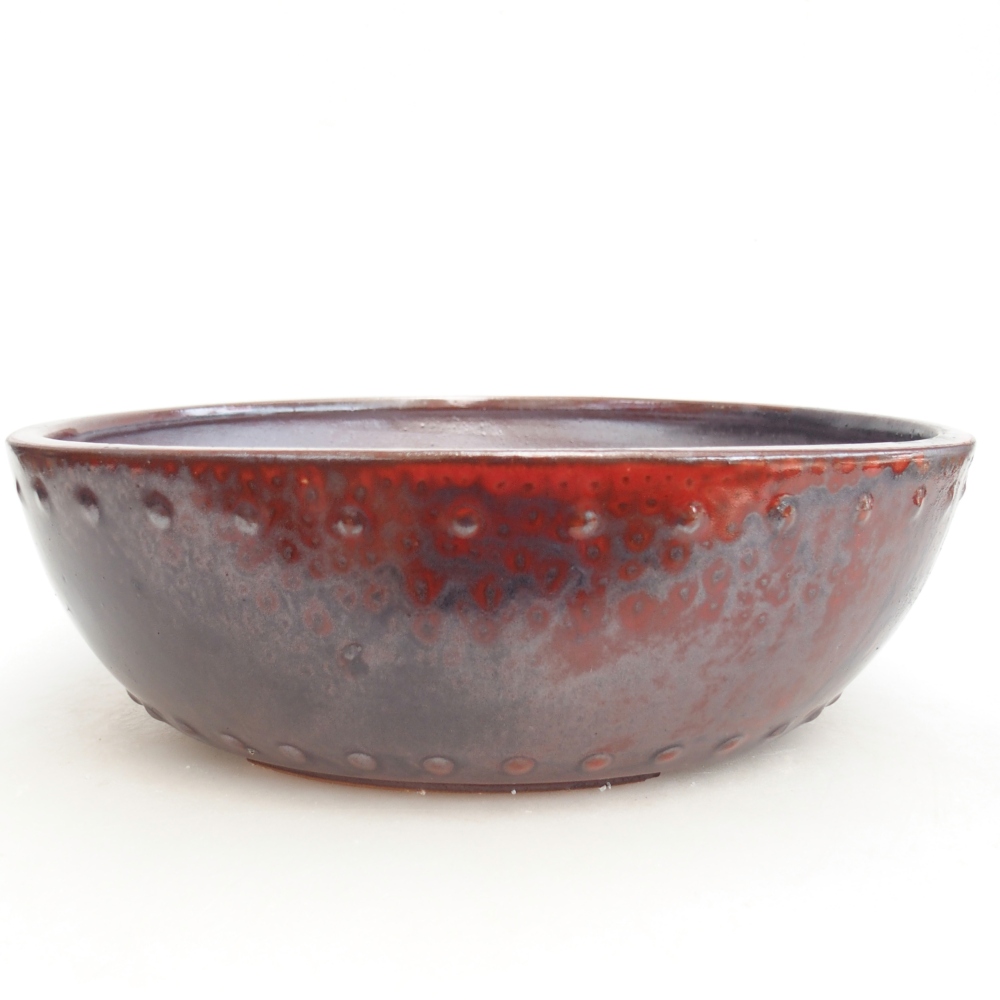 Ceramic bonsai bowl 24,5 x 24,5 x 7,5 cm, colour black red