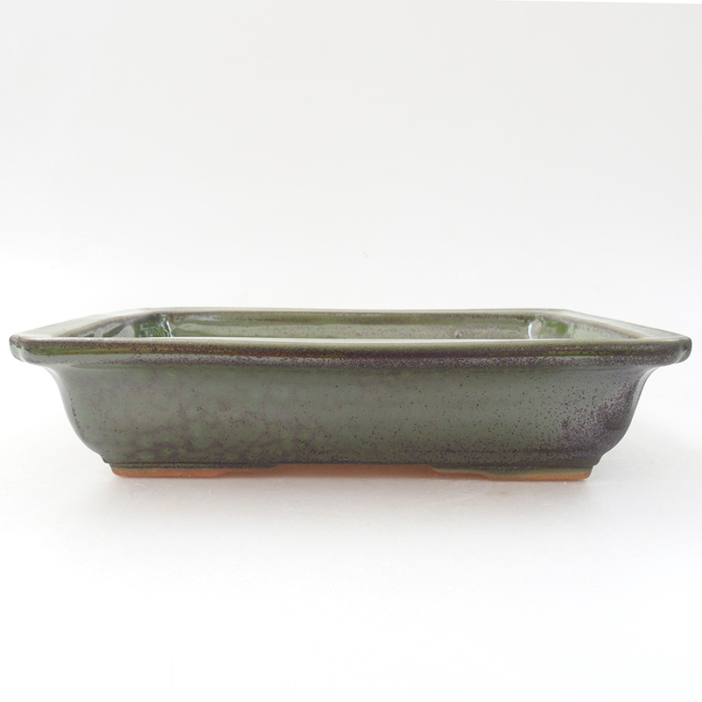 Ceramic bonsai bowl 17,5 x 13 x 4 cm, color green