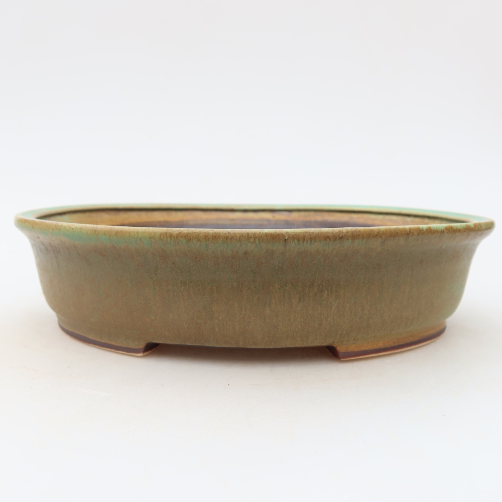 Ceramic bonsai pot, 21 x 19.5 x 5 cm, green