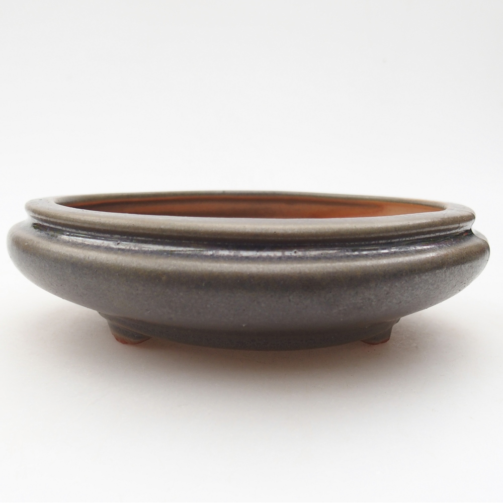Ceramic bonsai bowl 16 x 16 x 4,5 cm, green-grey