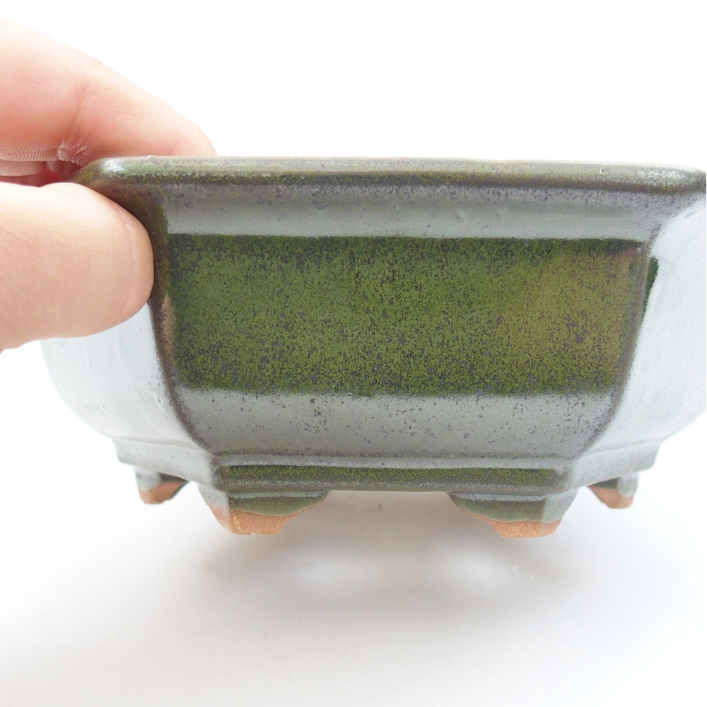 Ceramic bonsai bowl 17 x 15 x 6 cm, color green