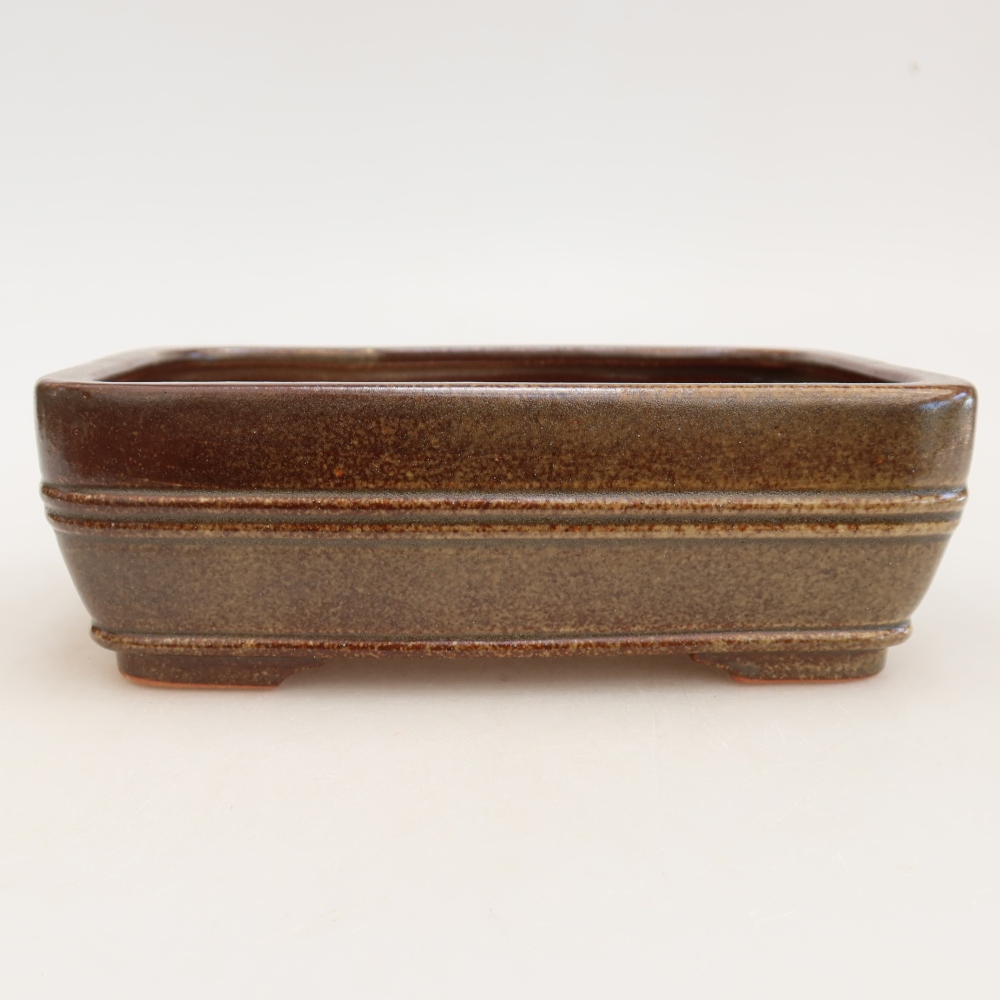 Ceramic bonsai pot, 17 x 12.5 x 5.5 cm, brown