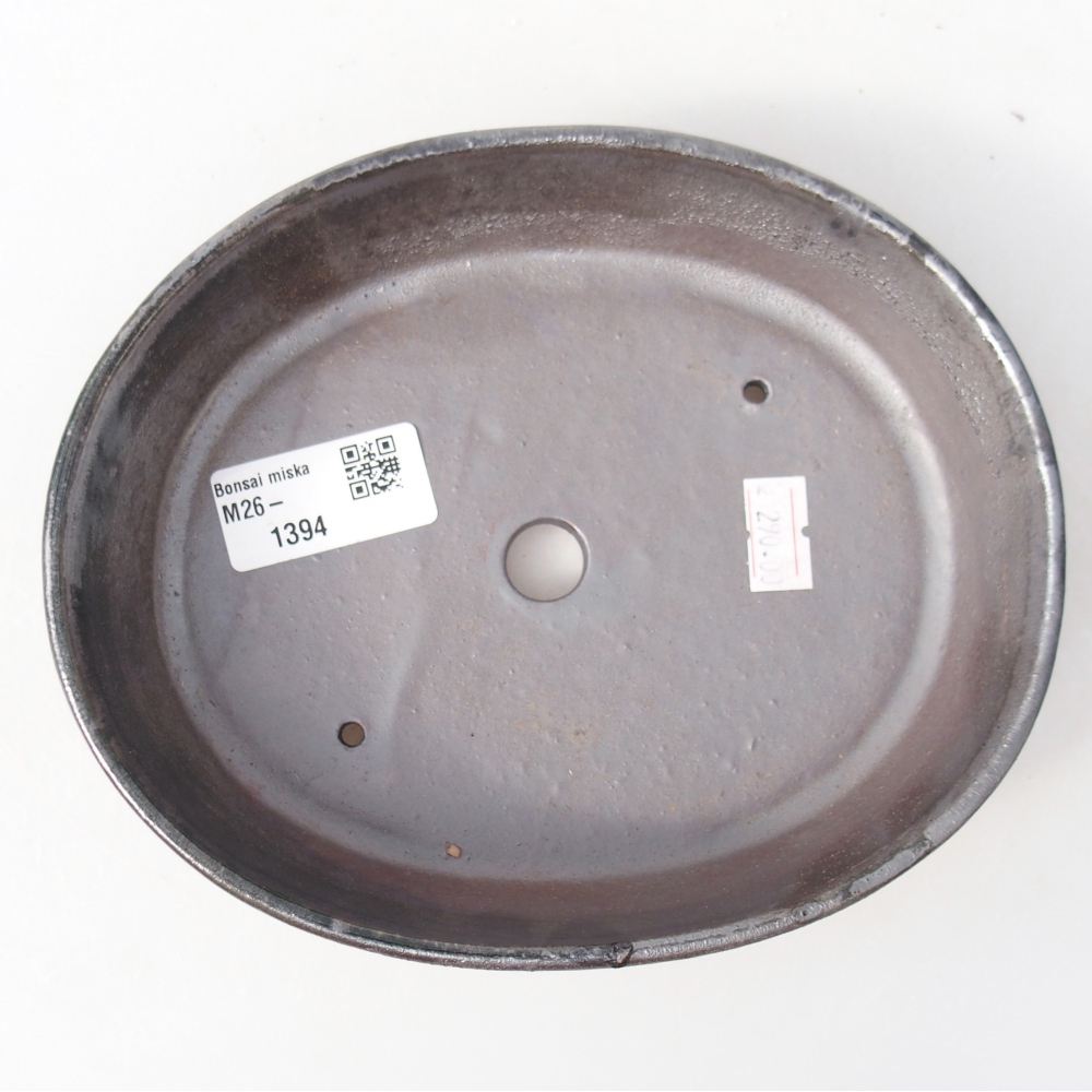 Ceramic bonsai bowl 17,5 x 14 x 4 cm, metal colour