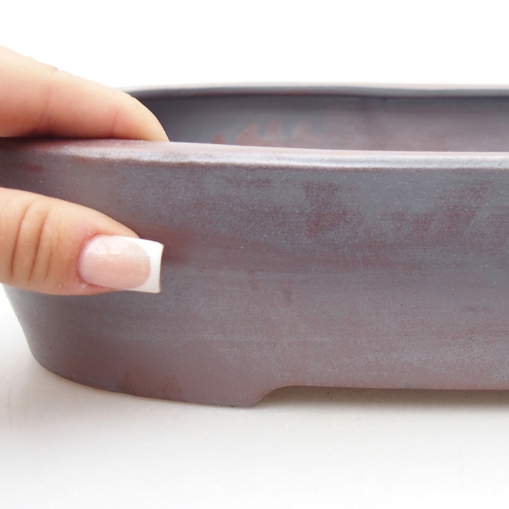 Ceramic bonsai bowl 32 x 24,5 x 6,5 cm, metal colour
