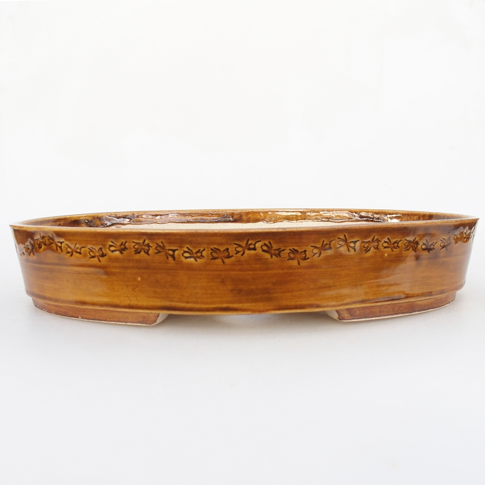 Ceramic bonsai bowl 31 x 23 x 5 cm, brown
