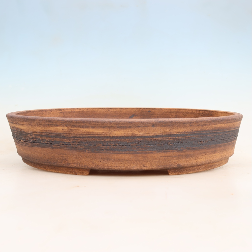 Ceramic bonsai pot, 38 x 30.5 x 7.5 cm, brown