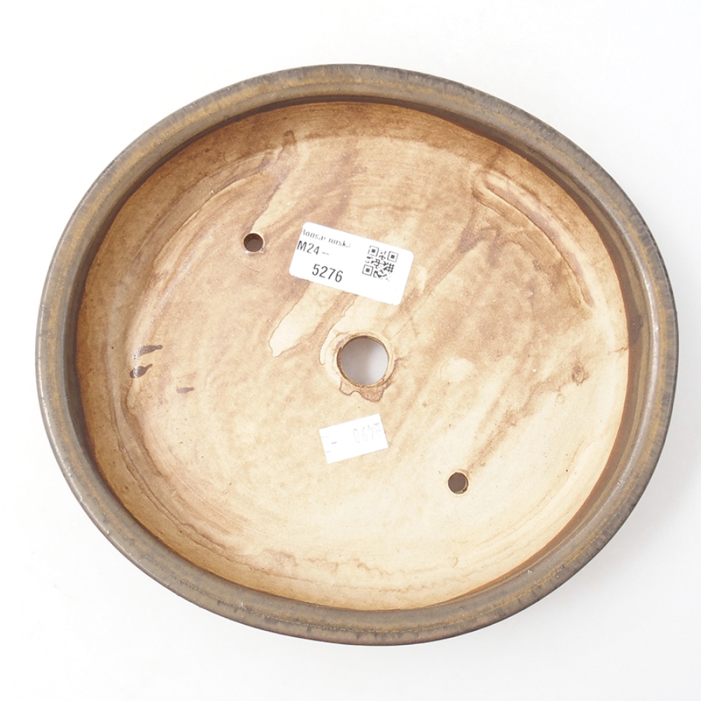 Ceramic bonsai bowl 20,5 x 18,5 x 4,5  cm, color brown