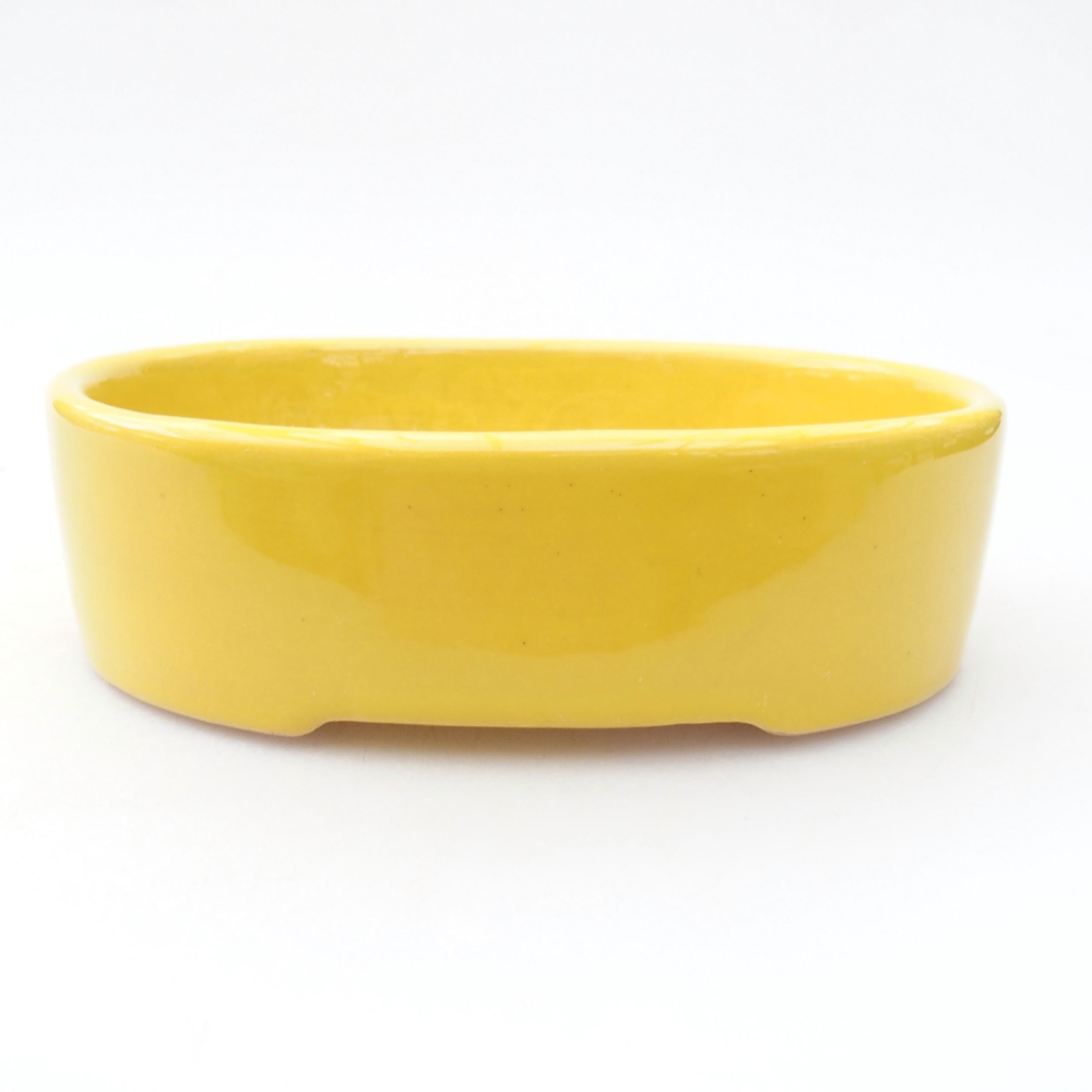 Ceramic bonsai bowl  12,5 x 10 x 3,5 cm, color yellow