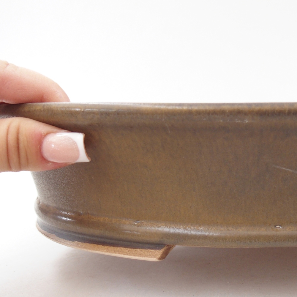 Ceramic bonsai bowl 27 x 24 x 6 cm, brown