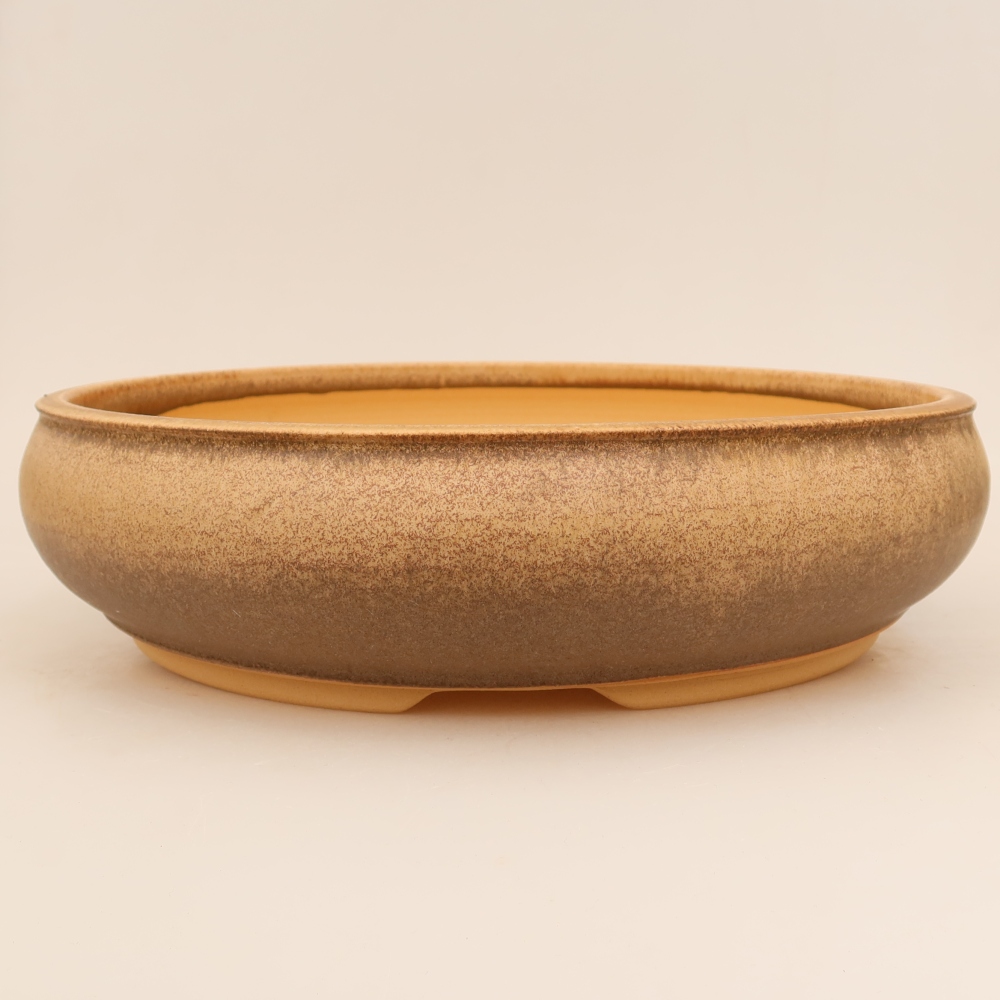 Ceramic bonsai pot, 31 x 31 x 8.5 cm, brown