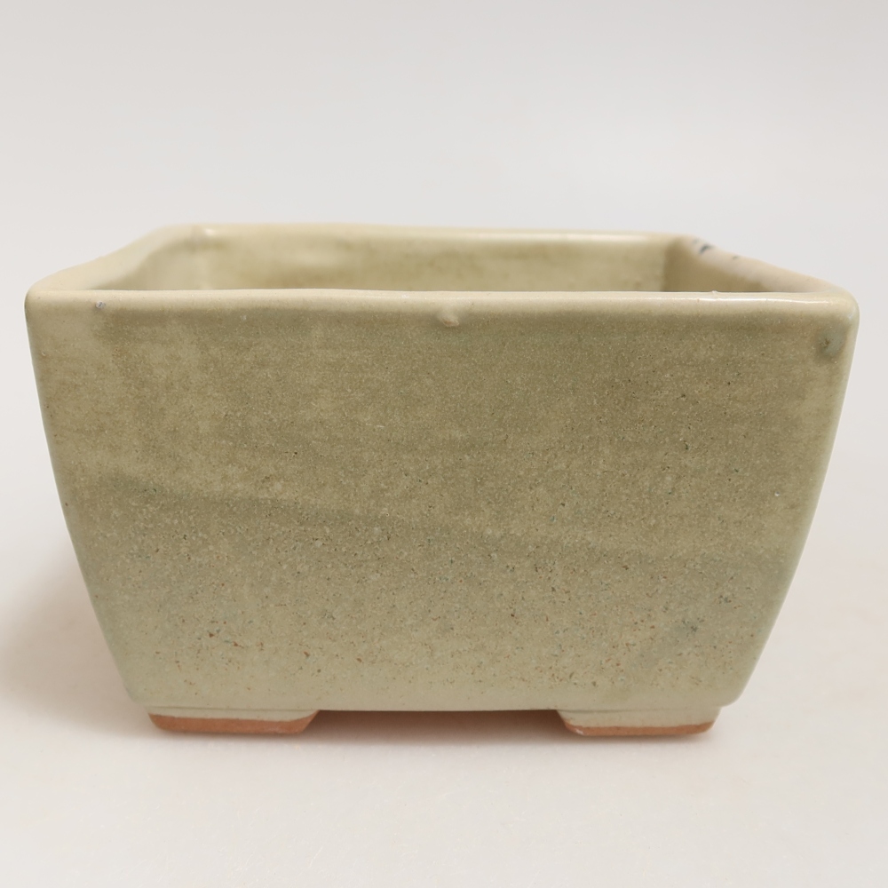 Ceramic bonsai pot, 10.5 x 10.5 x 6.5 cm, green