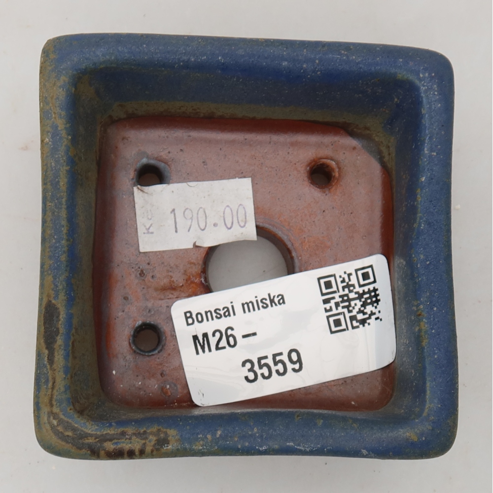 Ceramic bonsai pot, 7 x 7 x 3.5 cm, blue