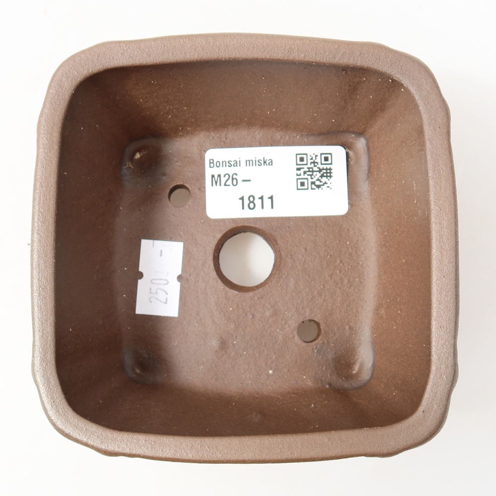 Ceramic bonsai pot, 10.5 x 10.5 x 4.5 cm, brown