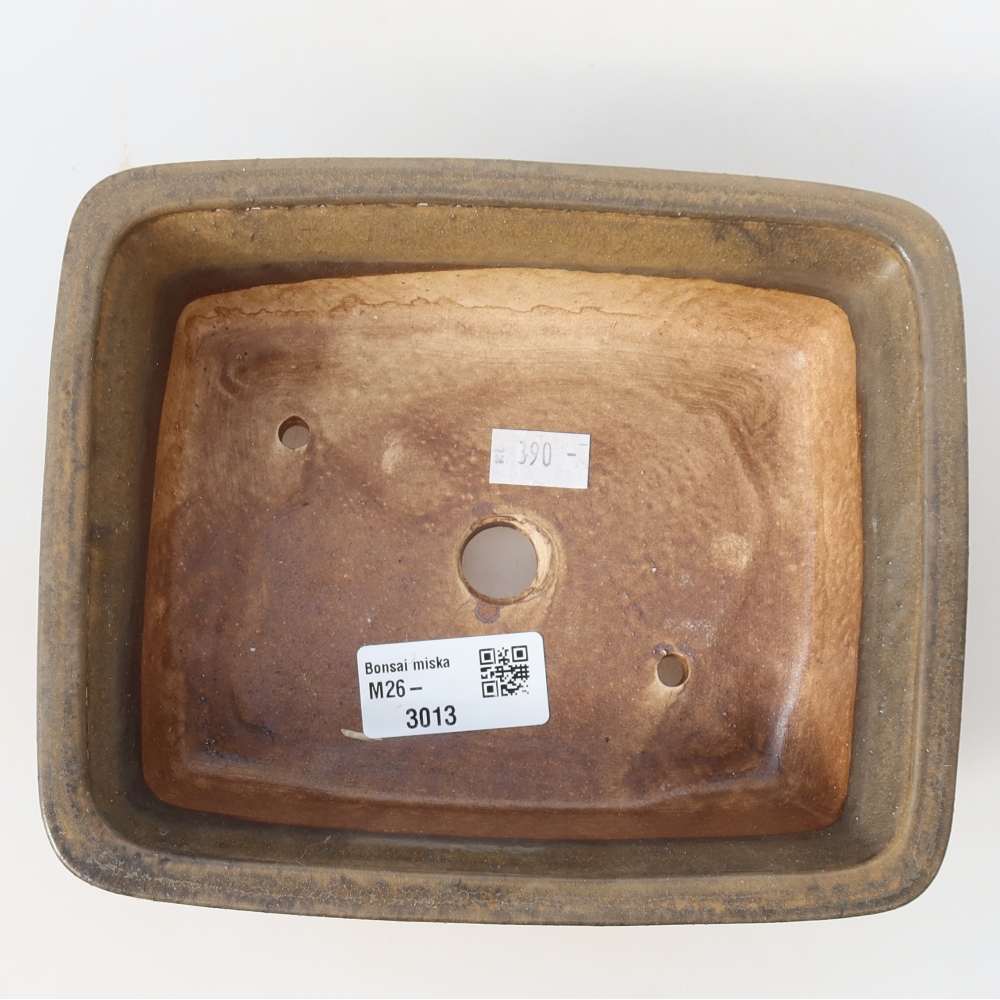Ceramic bonsai pot, 17.5 x 14.5 x 5 cm, brown