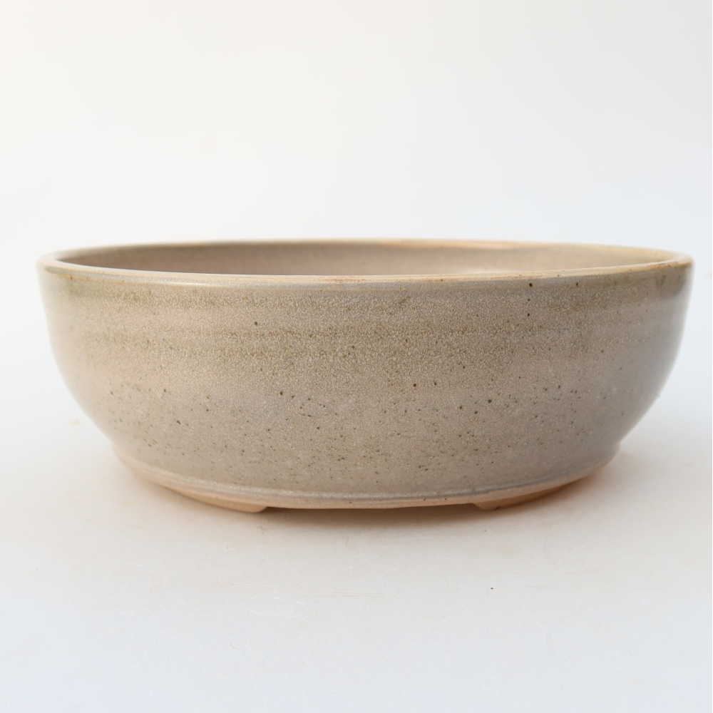 Ceramic bonsai pot, 17.5 x 17.5 x 6 cm, beige