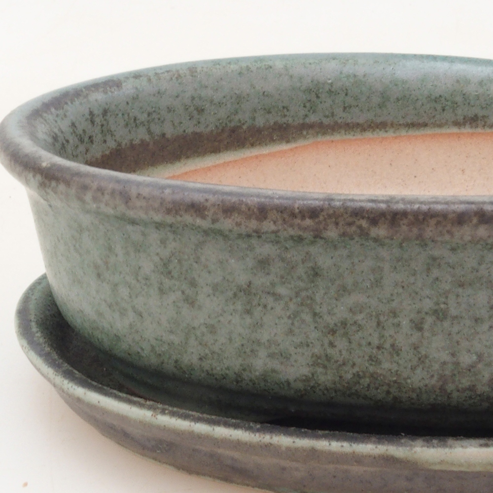 Bonsai bowl + saucer H04 - green