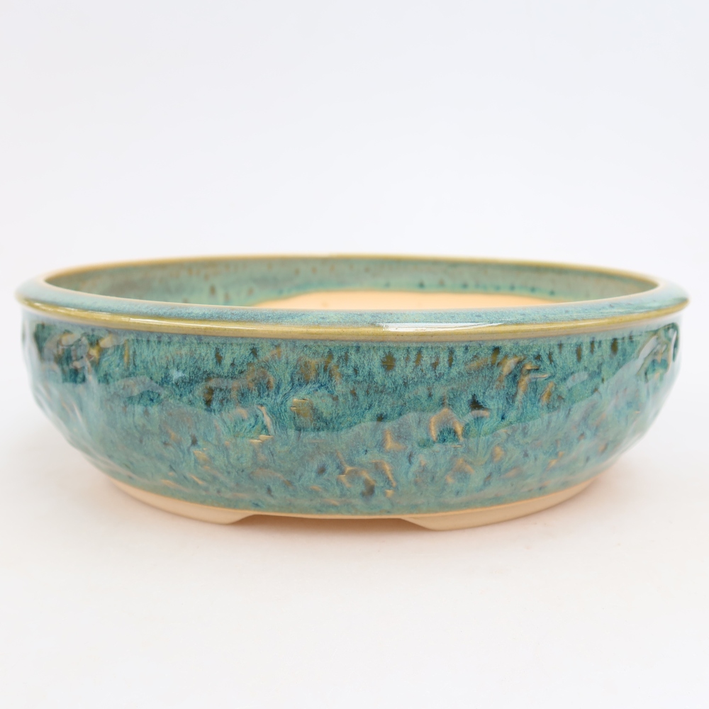 Ceramic bonsai pot, 23 x 23 x 6.5 cm, green
