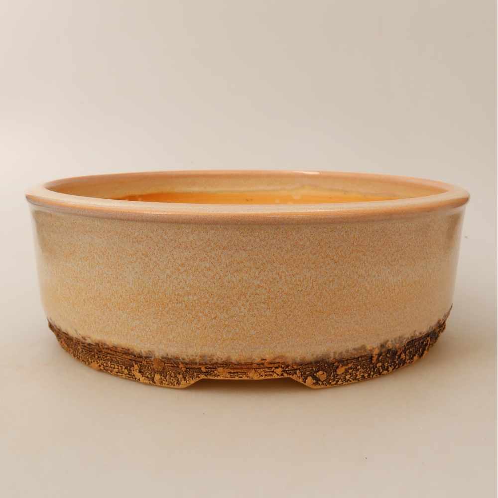 Ceramic bonsai pot, 24.5 x 24.5 x 8 cm, beige