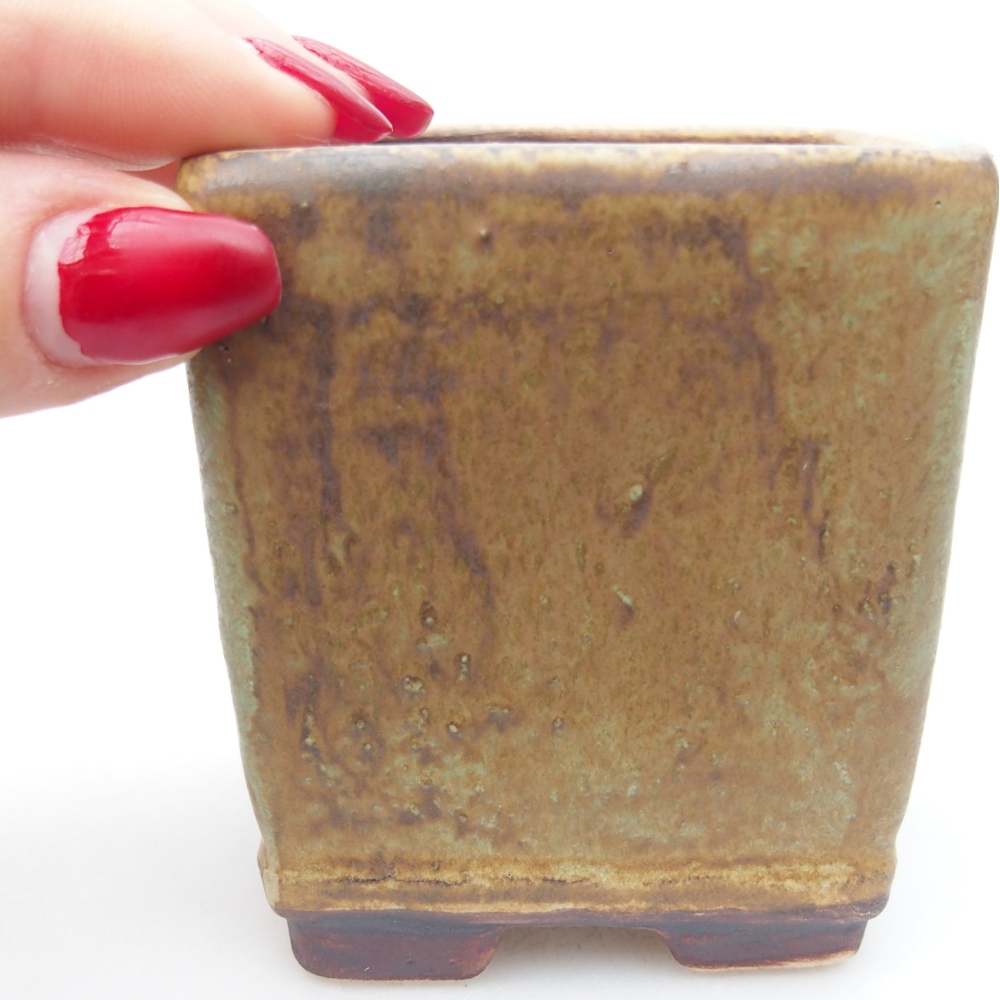 Ceramic bonsai bowl 6,5 x 6,5 x 7 cm, green