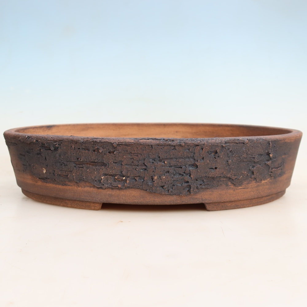 Ceramic bonsai pot, 38 x 30 x 7.5 cm, brown