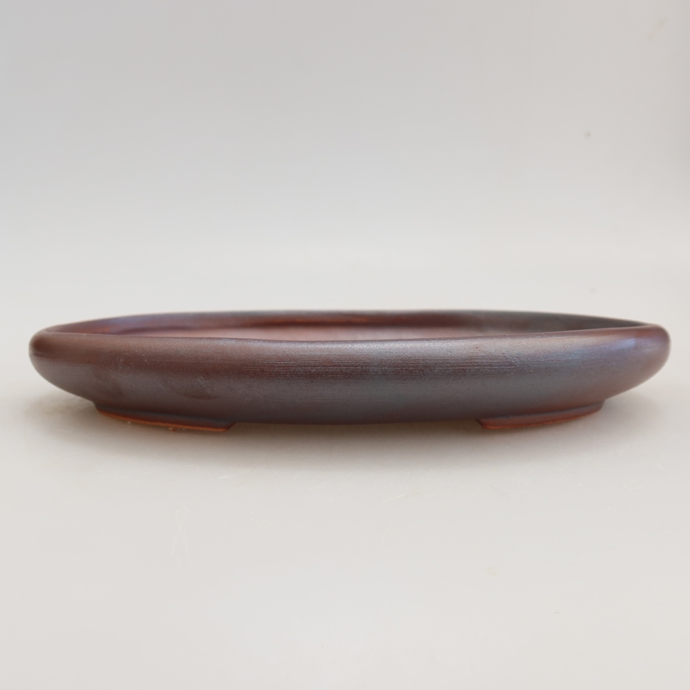 Ceramic bonsai bowl 22,5 x 16,5 x 3 cm, metal colour