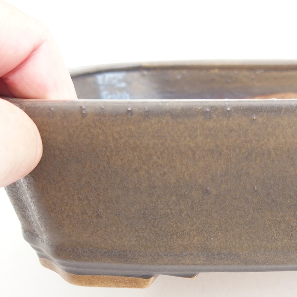 Ceramic bonsai bowl 21 x 18 x 6 cm, brown