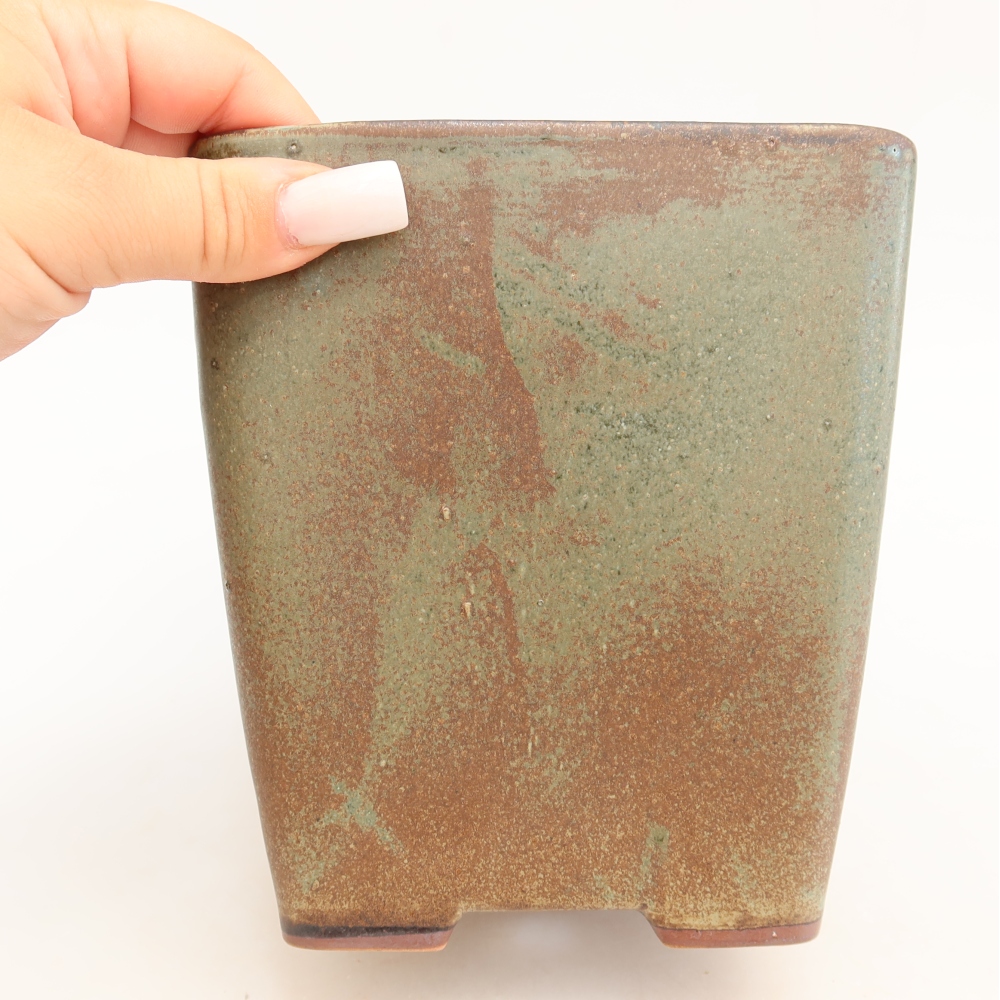 Ceramic bonsai bowl 14 x 14 x 15 cm, brown