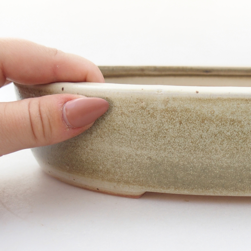 Ceramic bonsai bowl 27 x 21 x 5 cm, green