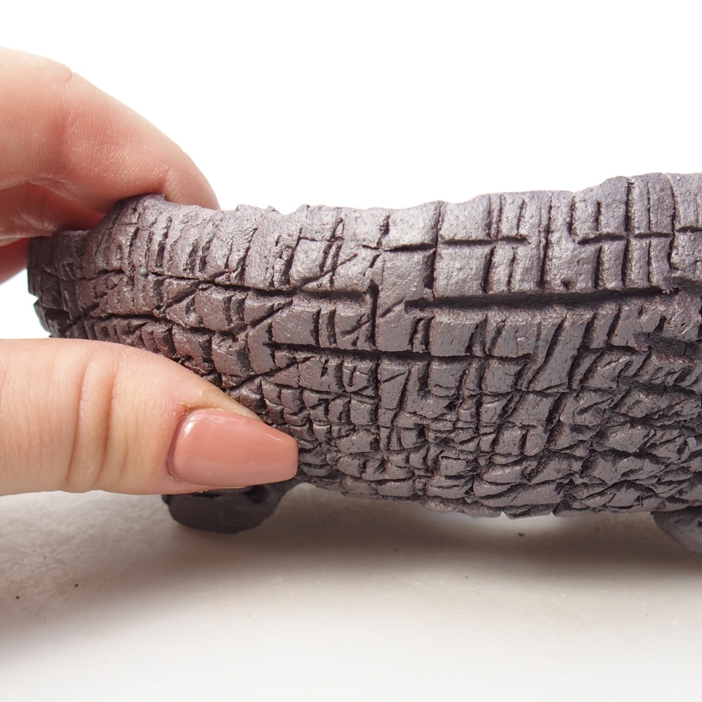 Ceramic bonsai bowl 17 x 16 x 6 cm, metal colour