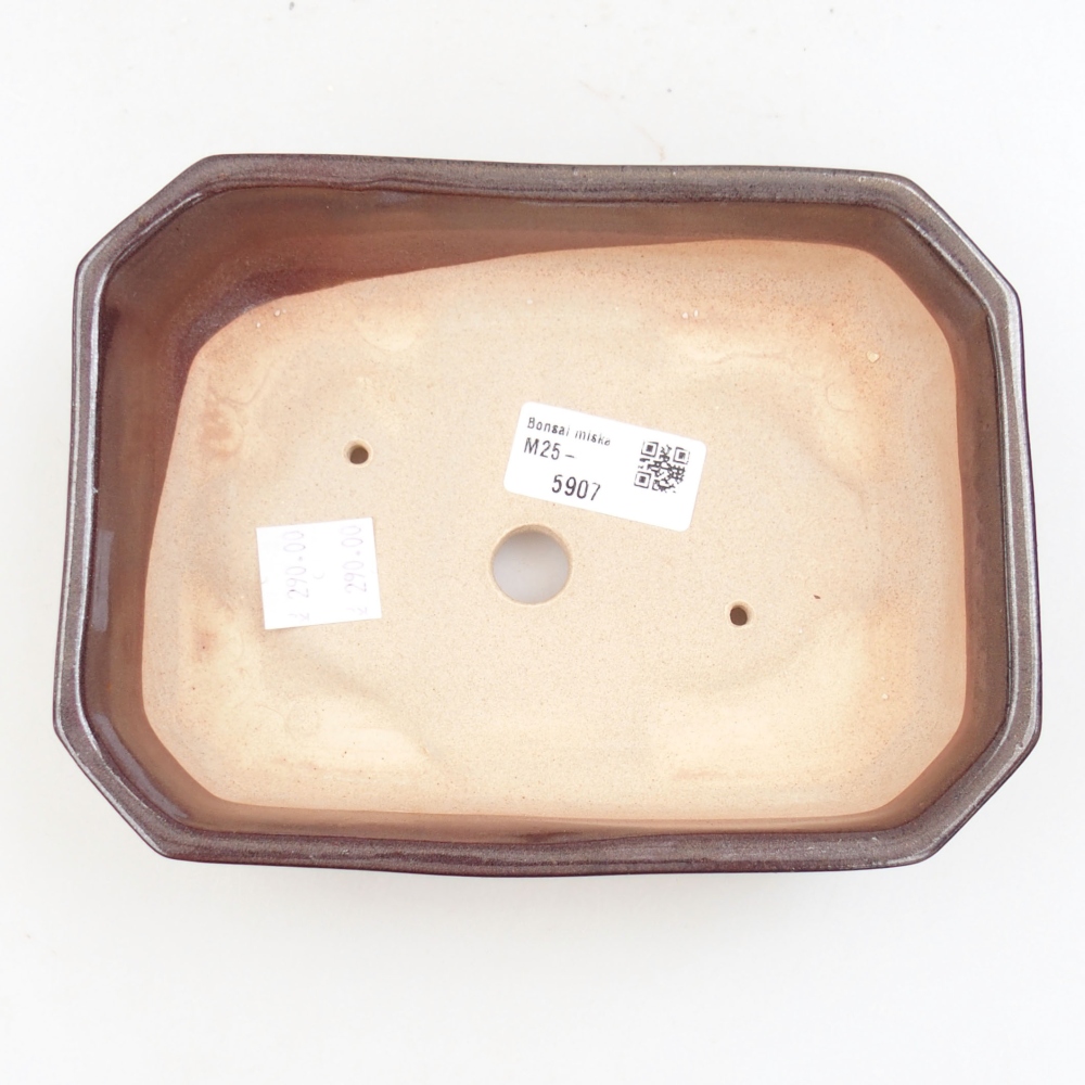 Ceramic bonsai bowl 19 x 13,5 x 4,5 cm, color brown