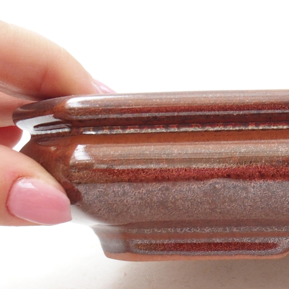 Ceramic bonsai bowl 19 x 13,5 x 4,5 cm, color brown