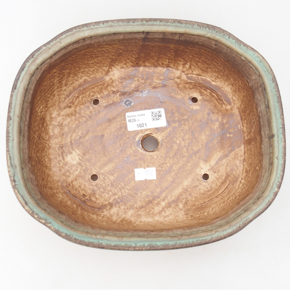Ceramic bonsai bowl 25 x 21,5 x 7,5 cm, green