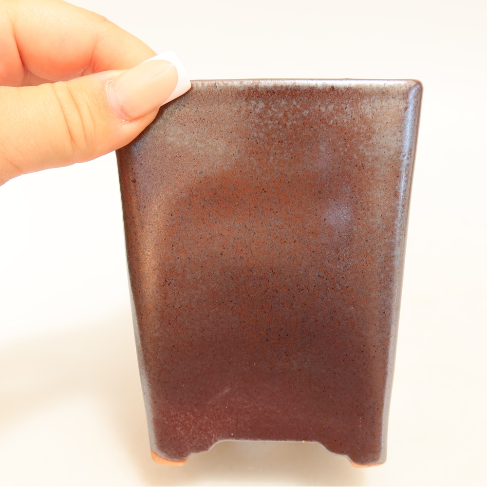 Ceramic bonsai pot, 9 x 9 x 11 cm, metallic color