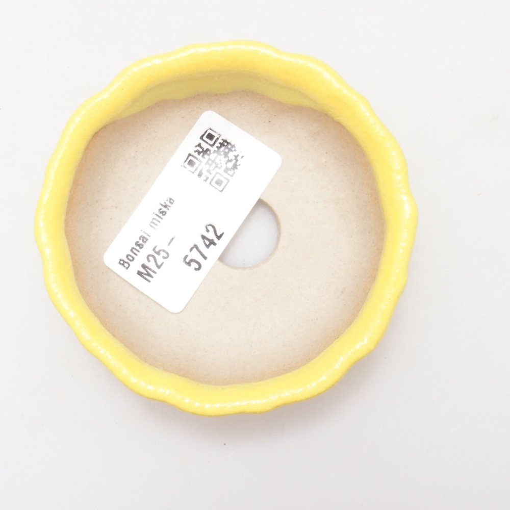 Ceramic bonsai bowl 7 x 7 x 2 cm, yellow