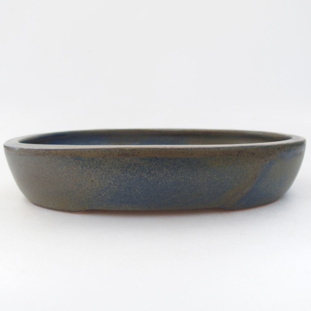 Ceramic bonsai bowl 22 x 16,5 x 4,5 cm, colour blue