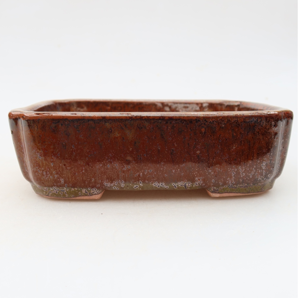 Ceramic bonsai pot, 15 x 12.5 x 4.5 cm, brown