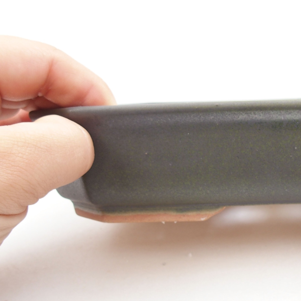 Ceramic bonsai bowl 19 x 13,5 x 4,5 cm, color gray