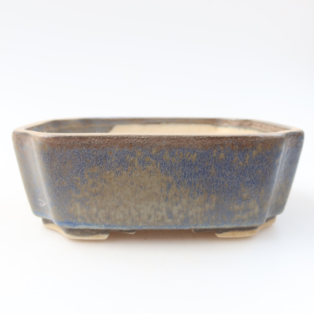 Ceramic bonsai pot, 14 x 11.5 x 4.5 cm, blue