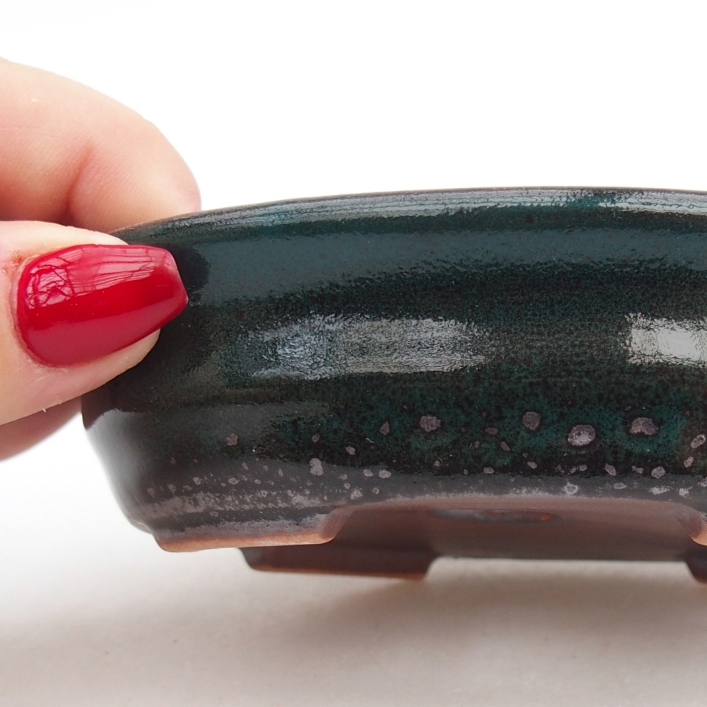 Ceramic bonsai bowl 12 x 9,5 x 3,5 cm, green