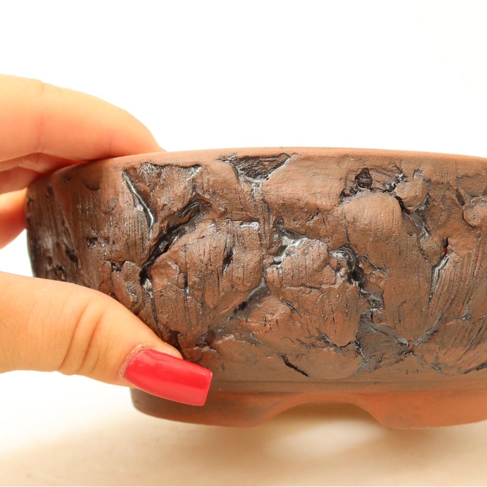 Ceramic bonsai bowl 16,5 x 16,5 x 6 cm, brown
