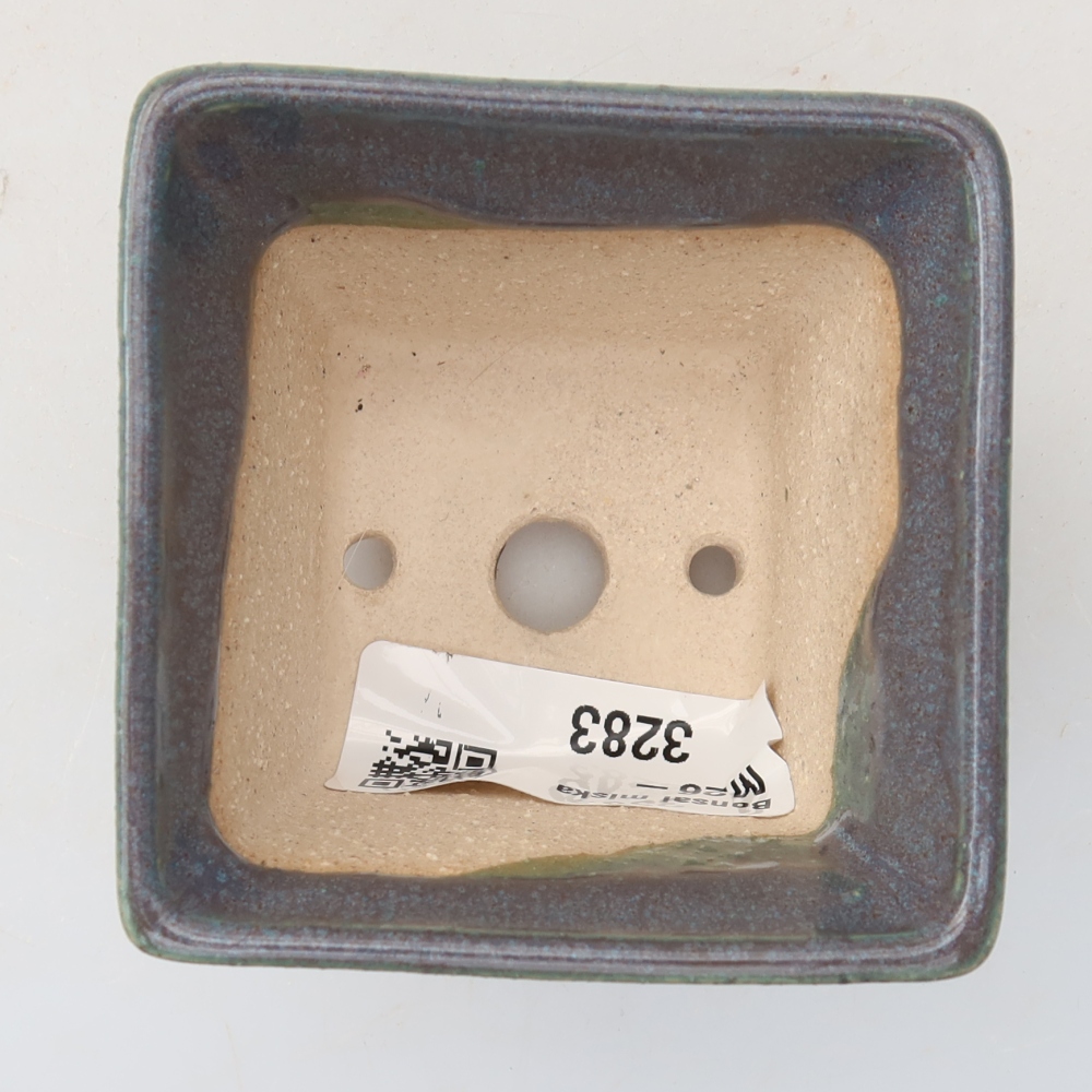 Ceramic bonsai pot, 6.5 x 6.5 x 5 cm, gray