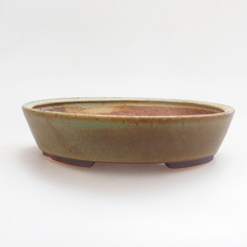 Ceramic bonsai bowl 18 x 16 x 4 cm, color green