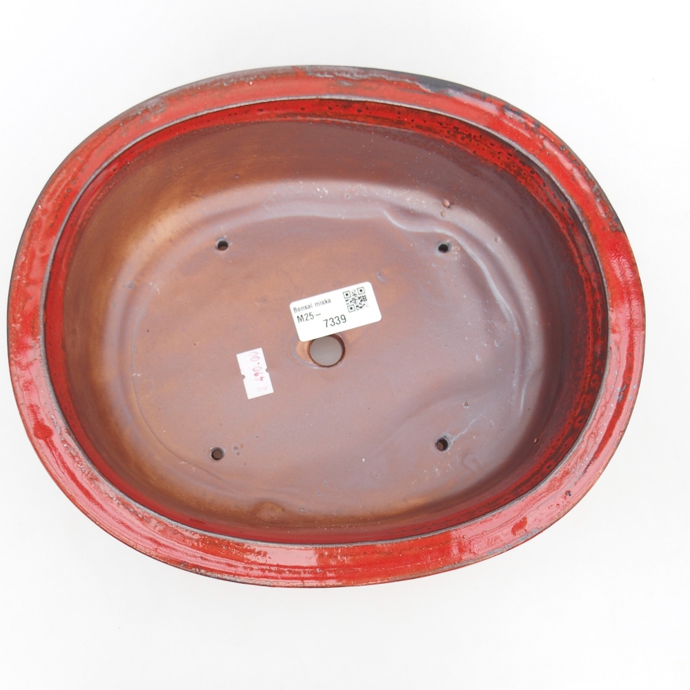 Ceramic bonsai bowl 26 x 22 x 8 cm, colour red
