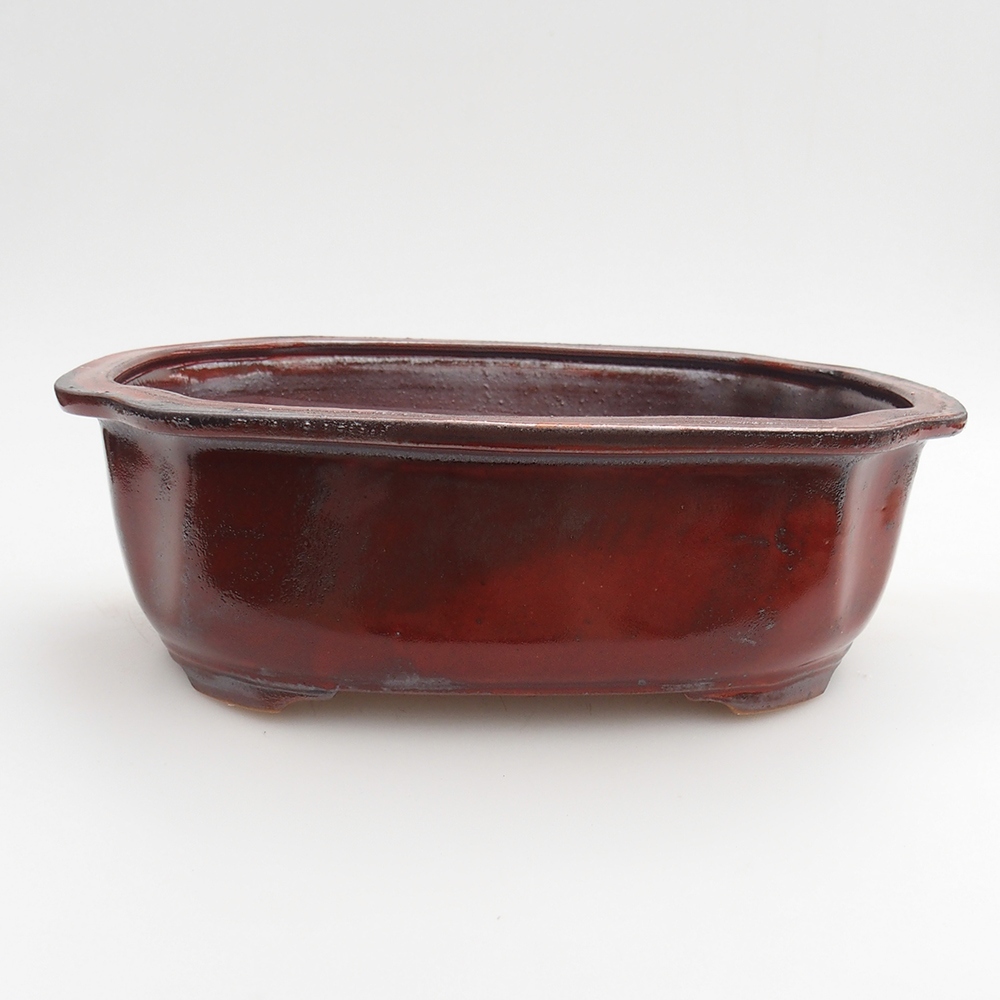 Ceramic bonsai bowl 22 x 16,5 x 7 cm, colour red