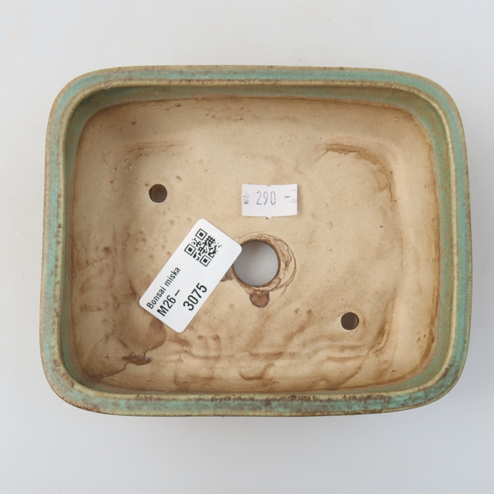 Ceramic bonsai pot, 14 x 11.5 x 4.5 cm, green