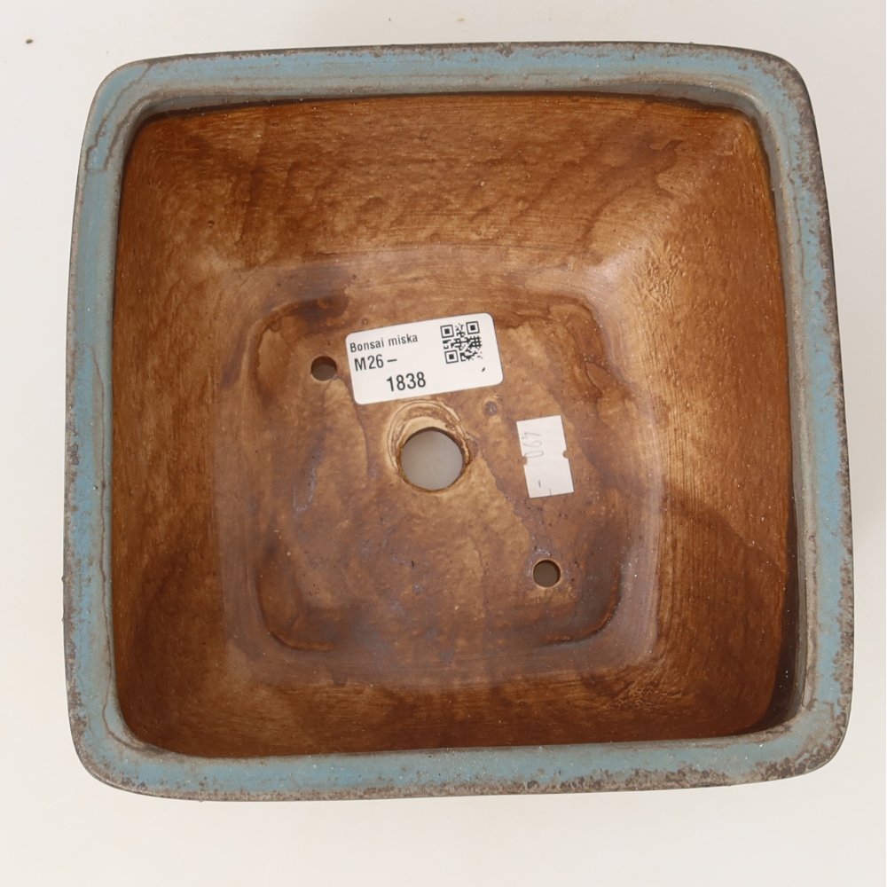 Ceramic bonsai pot, 16.5 x 16.5 x 9.5 cm, blue