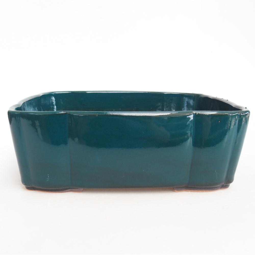 Ceramic bonsai bowl 21 x 18 x 7 cm, green