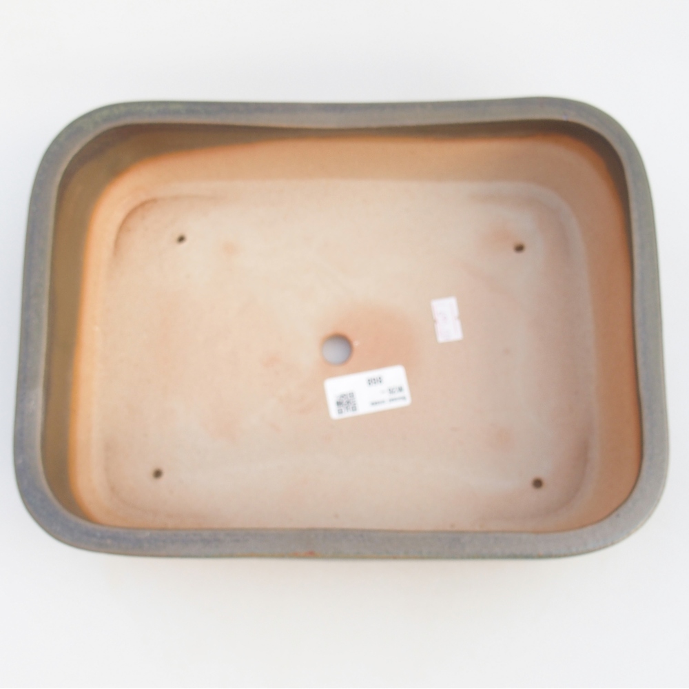 Ceramic bonsai bowl 28 x 20,5 x 7,5 cm, green-brown