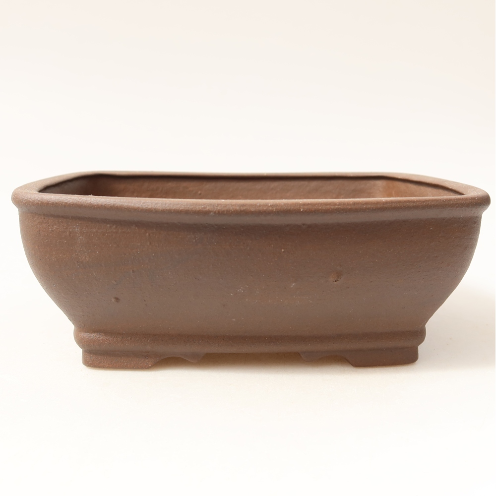Ceramic bonsai pot, 15 x 13.5 x 5.5 cm, brown