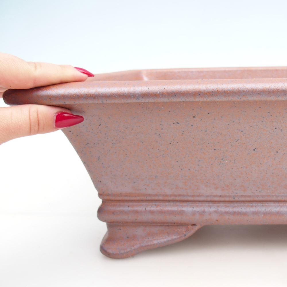 Ceramic bonsai bowl 41 x 29,5 x 13,5 cm, metal colour